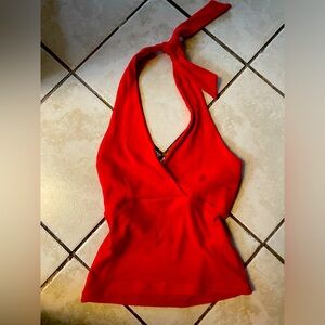 Energie Halter Top Y2K Vintage Cotton Pinup Cherry Red